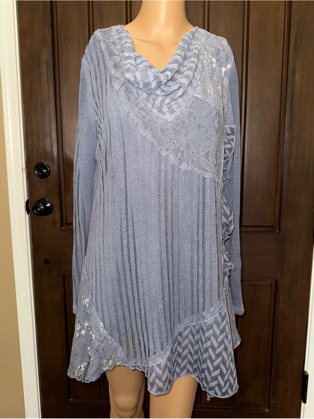 Feratelli XL Gray Mixed Media Tunic